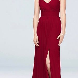 David’s Bridal bridesmaid dress - Apple Long mesh v neck size 12